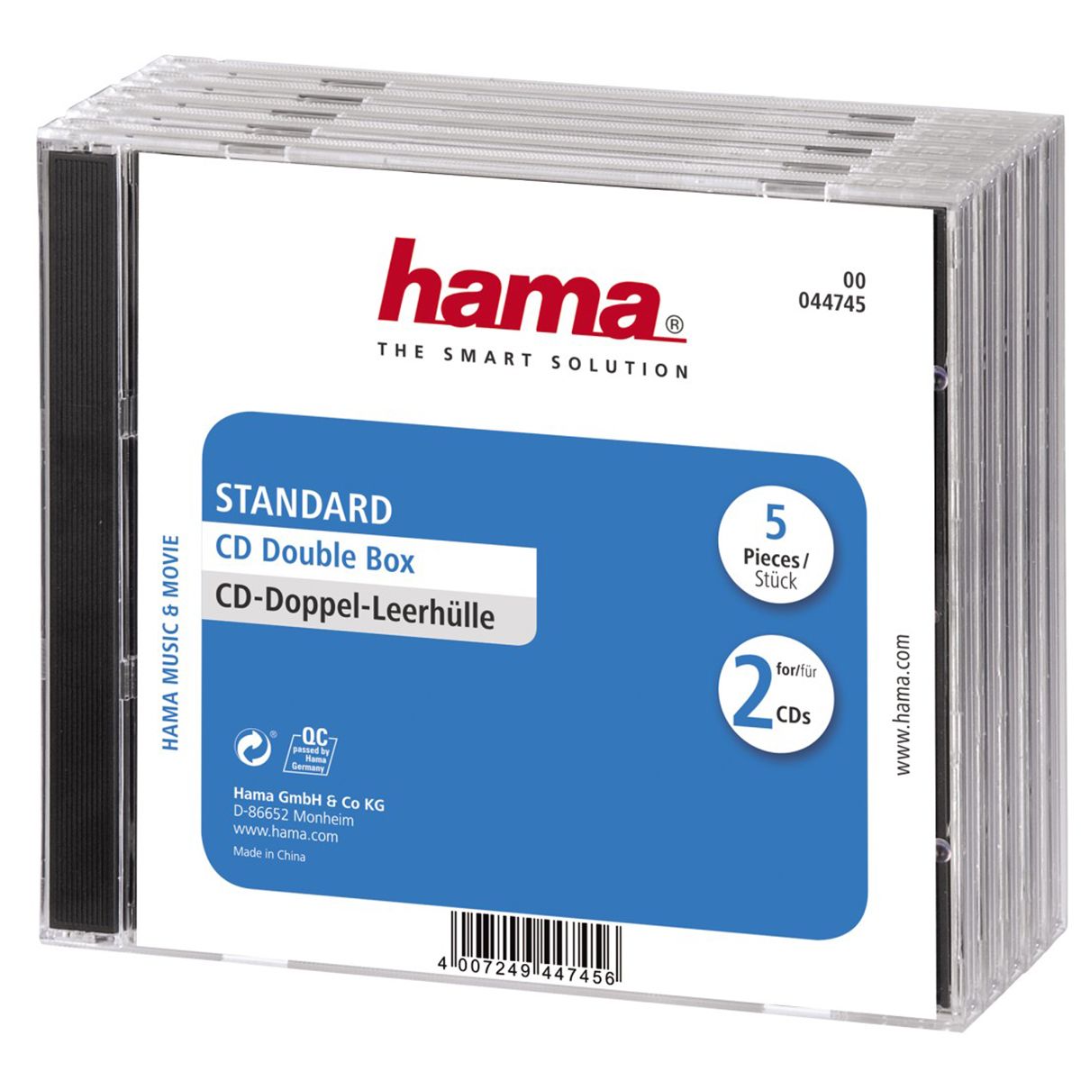 Hama CD Double Jewel Case Standard, Pack 5 00044745