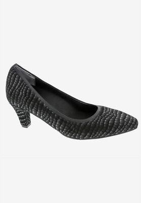 Women's Karat Pump by Ros Hommerson in Black Croco Leather (Size 13 M)
