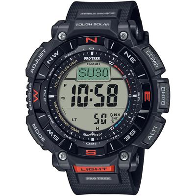 Chronograph CASIO PRO TREK, schwarz (schwarz, grau), Armbanduhren, Herren, schwarz, Chronograph, Quarzuhr, Armbanduhr, Herrenuhr, Funk, Solar, Stoppfunktion, Weltzeit