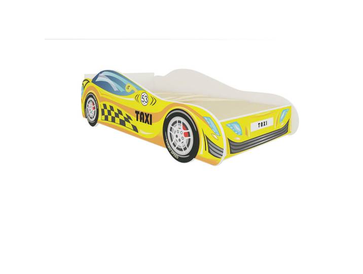 Feldmann-Wohnen Kinderbett Taxi weiß / Motiv Taxi 84 / 167 / 49cm, Gelb, Weiß, Rechteckig, 80x160 cm, Babymöbel & Kindermöbel, Kinderzimmer & Jugendzimmer, Kinderbetten