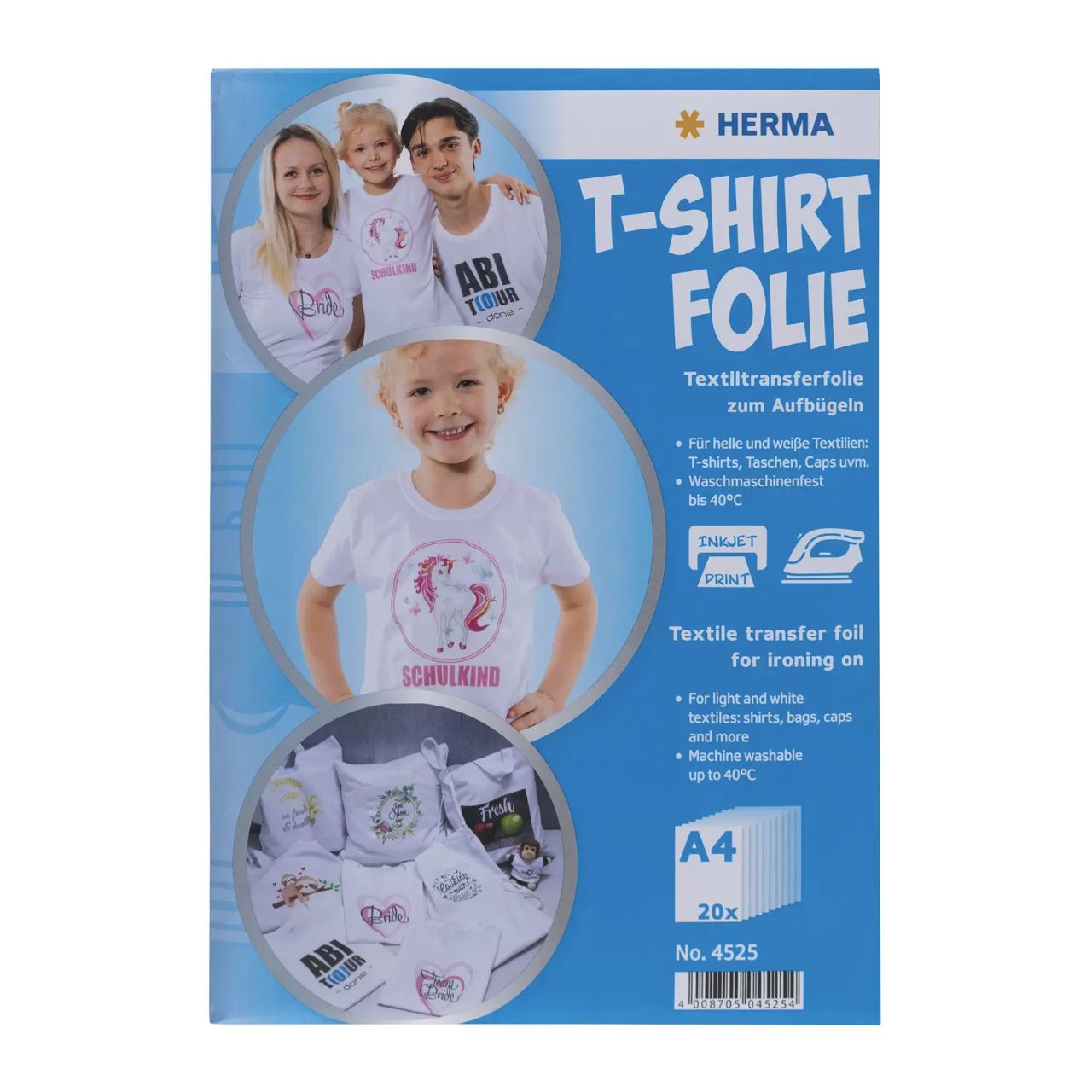 Herma T-Shirt Folie für helle Textilien A4 bedruckbar 20 St.