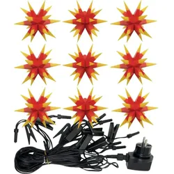 Freizeit Garten Spiel Weihnachts-Sternkette, 9 Sterne rot-gelb, 18 Zacker, Durchmesser 8 cm