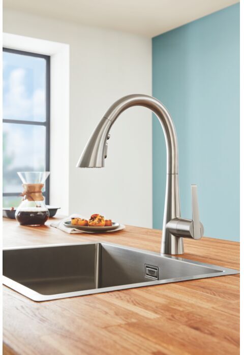 Grohe Zedra Küchenarmatur 32294DC2 supersteel, herausziehbare Brause