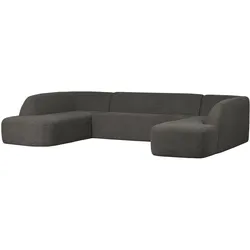 Sofa Sloping U-Form aus Melange-Stoff, modern, Chenille, Dunkelgrau, 6–7 Sitzplätze