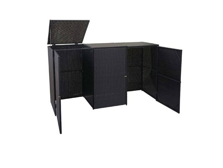 MCW Mülltrennsystem MCW-E25-3x120l, Trennwand, Klappdeckel inkl. Wind-Sicherung durch Kette