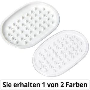 Fackelmann Seifenschale Seifenigel Tecno, farbig sortiert, mit Ablauf, aus Kunststoff, 13 x 9 cm
