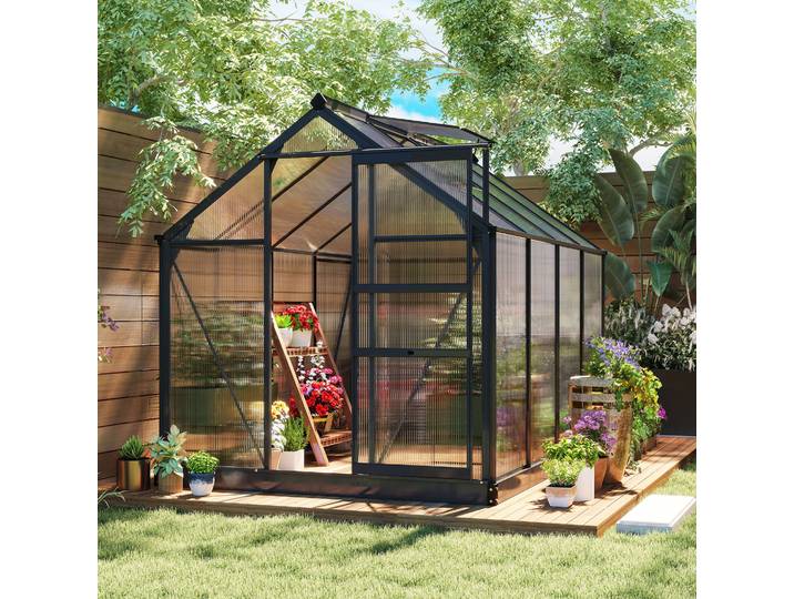 Outsunny Serre Aluminium Polycarbonate 190x252x201 cm Gris