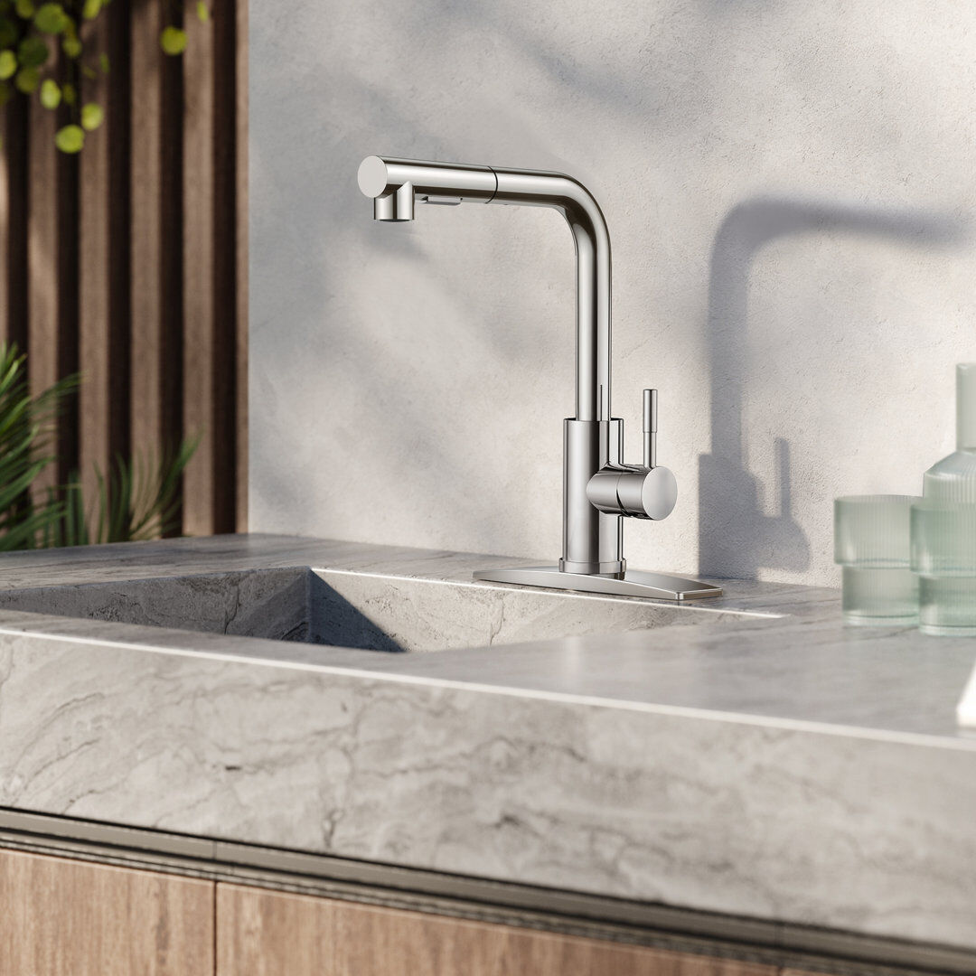 Blue Elephant Pull Down Spray Single Lever Kitchen Tap Chrome 25cm