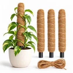 Relaxdays Rankhilfe Kokos 30 cm 4er Set Hellbraun