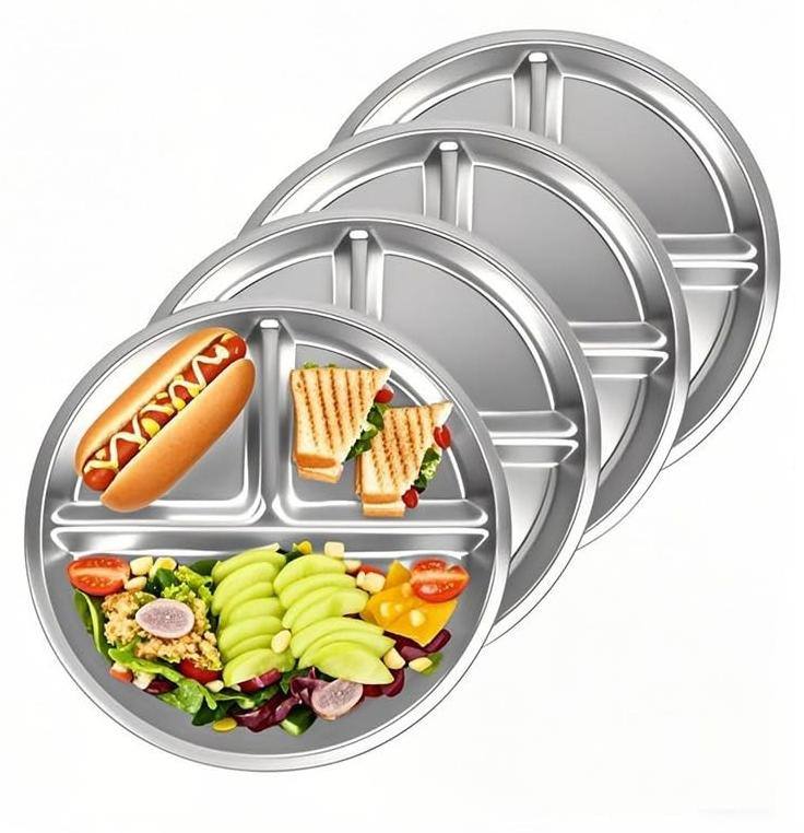 Solidchoice Set van 4 RVS Dinertellers 9 Inch