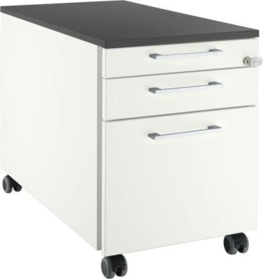 Schäfer Shop Select Rollcontainer 126, 3 Schübe, Griff eckig, weiß/graphit