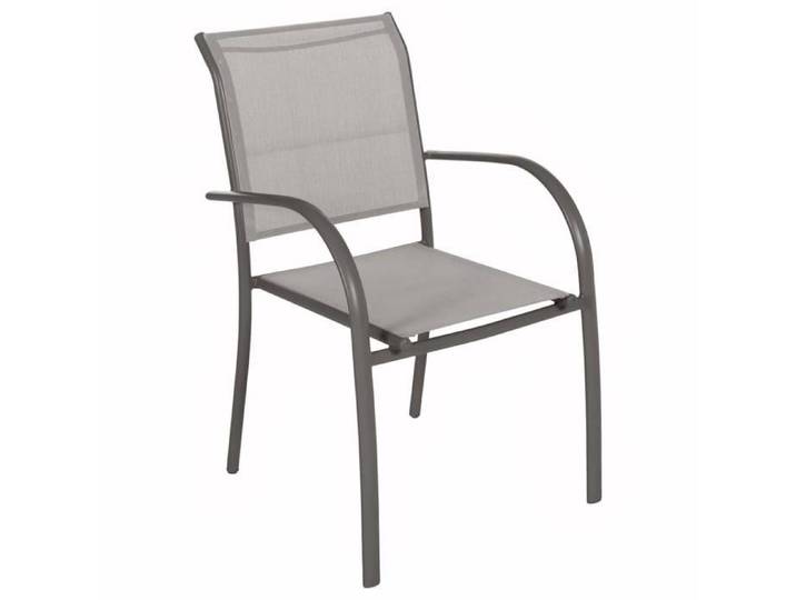 Fauteuil de jardin empilable  Piazza  noisette & tonka aluminium traité époxy - Hespéride