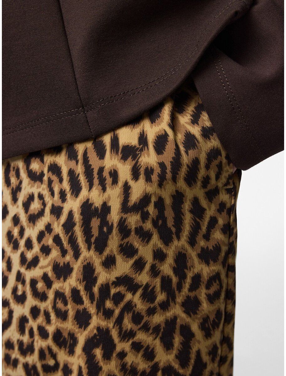 PIECES Pantalon large imprimé léopard