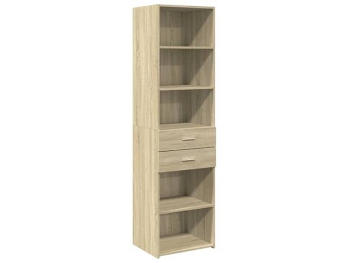 KGFHERENB Highboard Sonoma-Eiche 50x42,5x185 cm Schrank Schmaler Beistellschrank in eleganter Holzoptik fuer Wohnzimmer, Schlafzimmer und Flur mit reichlich Stauraum