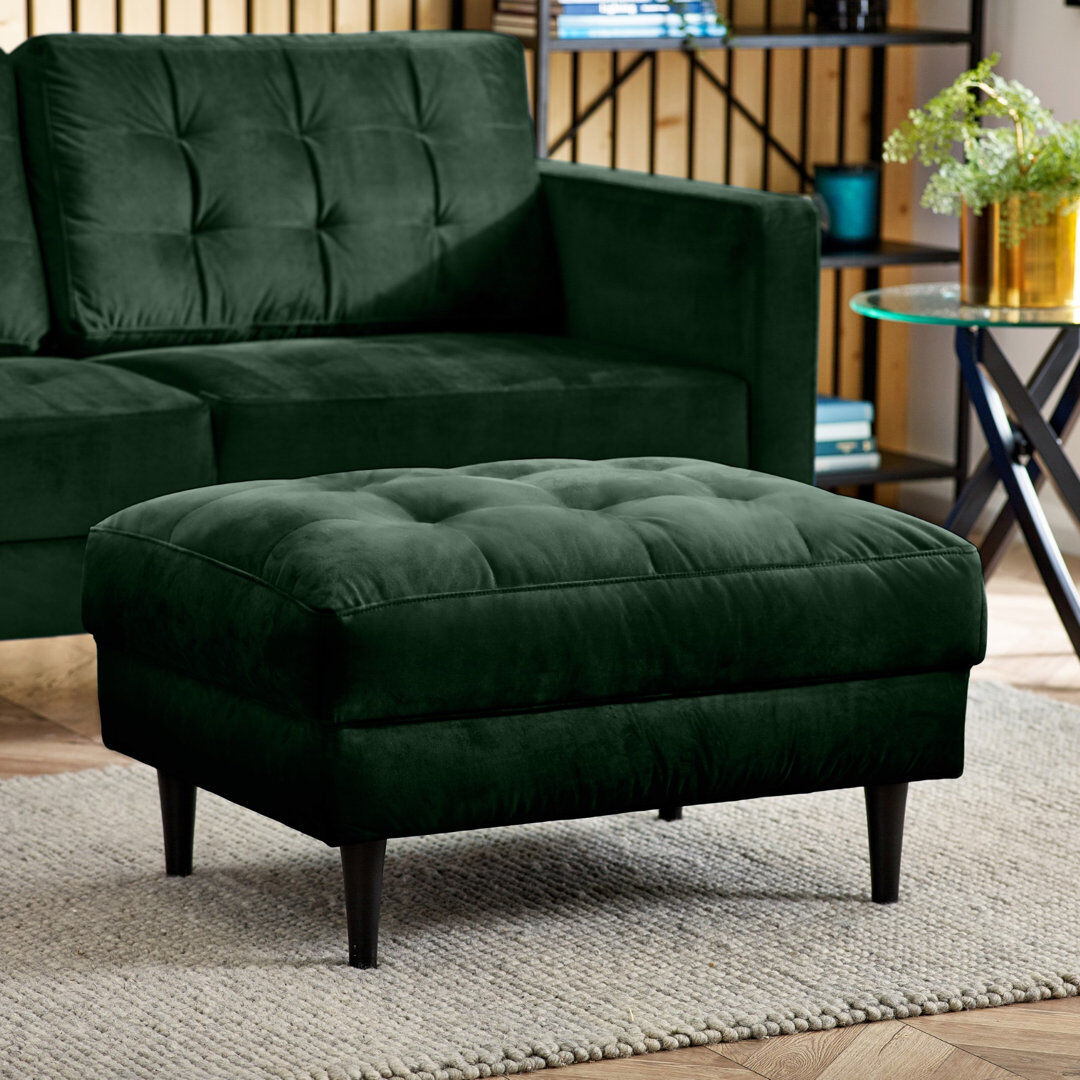 17 Stories Jodi Velvet Footstool - Upholstered Modern Retro Fabric Stylish & Contemporary Green 47cm H X 86cm W X 70cm D