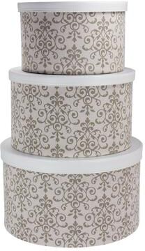 Household Essentials Nestable Hat Boxes with Faux Leather Lids, Set of 3