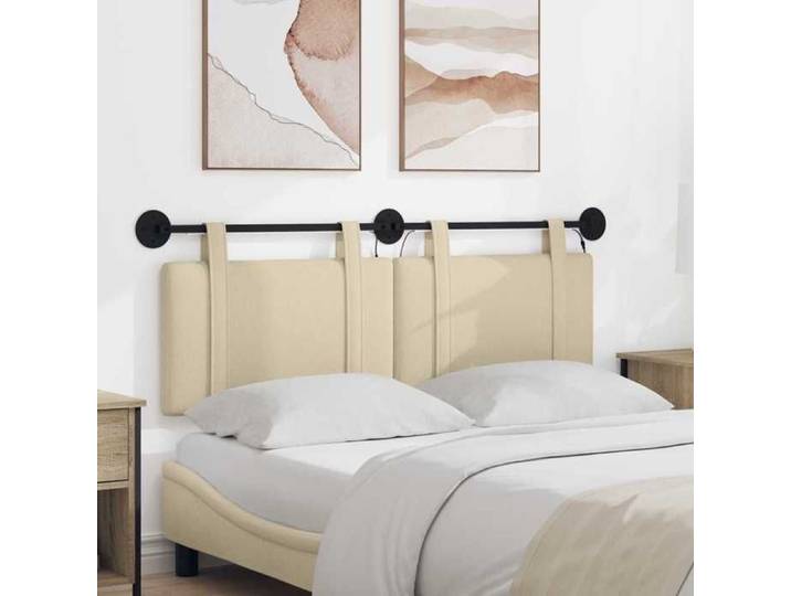 Tête de lit suspendue Crème Tissu 3423914