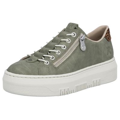 Plateausneaker RIEKER, Damen, Gr. 41, grün (schilfgrün), Lederimitat, Schuhe Plateausneaker