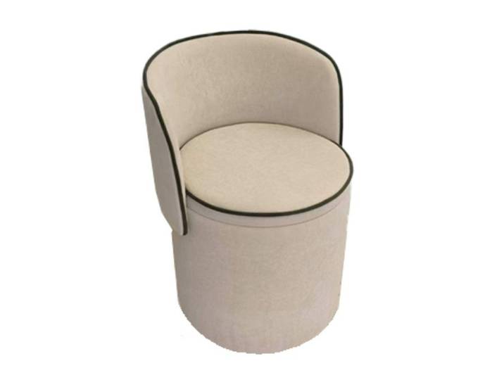 Pouf fauteuil Eclipse beige avec passepoil kaki - Amadeus