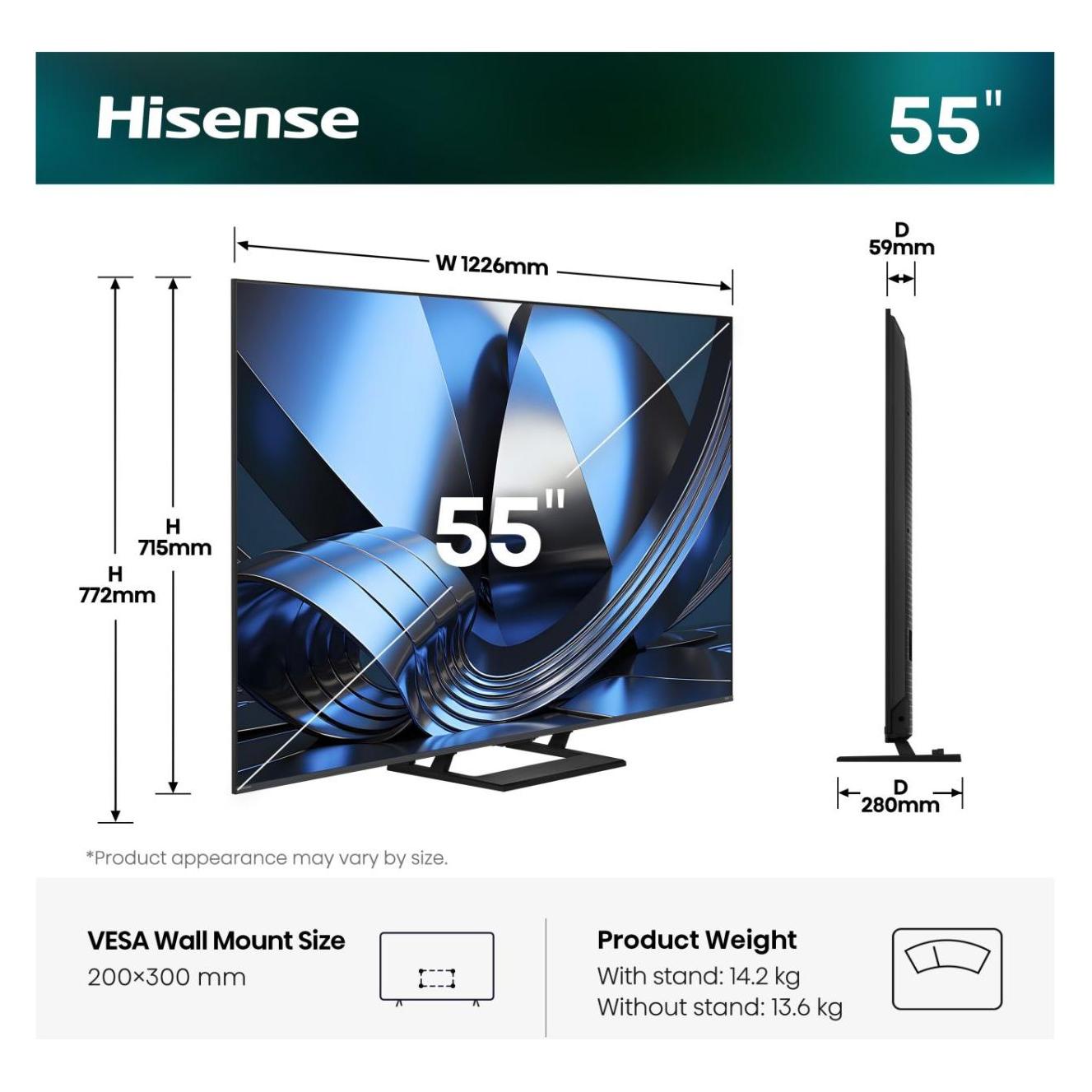 Hisense 55 " U7DSE | ULED MiniLED Smart TV 4K 144 Hz (55", ULED, 4K, DE) (55U7DSE)