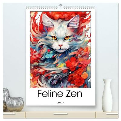 Feline Zen (High Quality Premium Wall Calendar 2027 DIN A2 portrait),CALVENDO 12 Month Wall Calendar