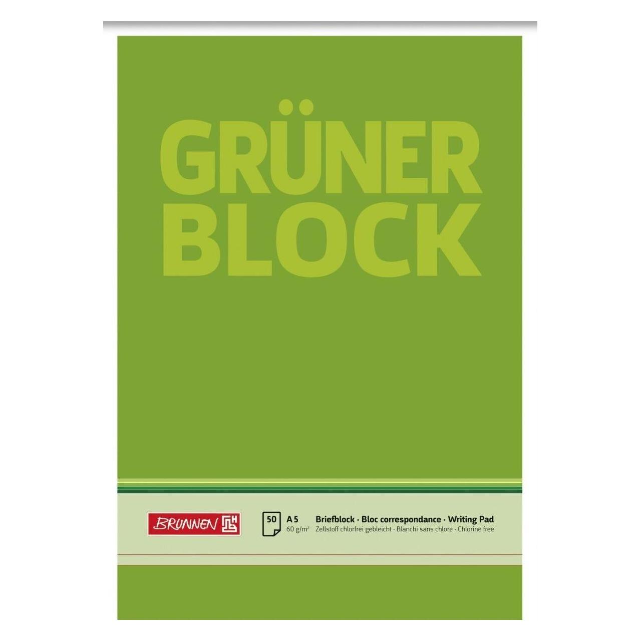 Brunnen Briefblöcke "Grüner Block" DIN A5 blanko (A5, Blanko) (1052436)