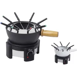 BiKitchen Fondue mit 2 Töpfen - fondue 200, Fondue Set, Schwarz, Silber