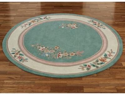 Touch of Class "Elegant Floral II Round Rug, 7'6"" Round, Palace Blue"