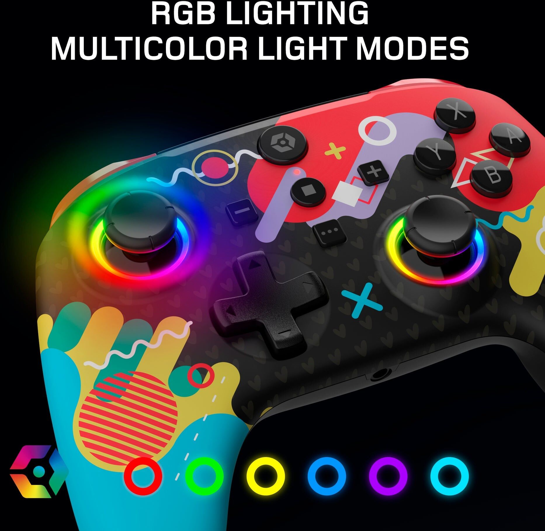 Gioteck WX5+ Doodle Wireless RGB Controller for Nintendo Switch 2, Switch ; PC, Colourful Wireless Control with Precision Features, Hall Effect
