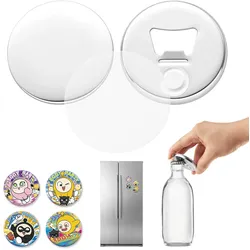 VEVOR Buttonmaschine-Zubehör 58mm 50x Kühlschrankmagnete Flaschenöffner, mit Magnet- & Flaschenöffner-Rückseite Metallgehäusen Transparente Mylar-Folie & Runde Blanko-Papiere DIY-Projekte