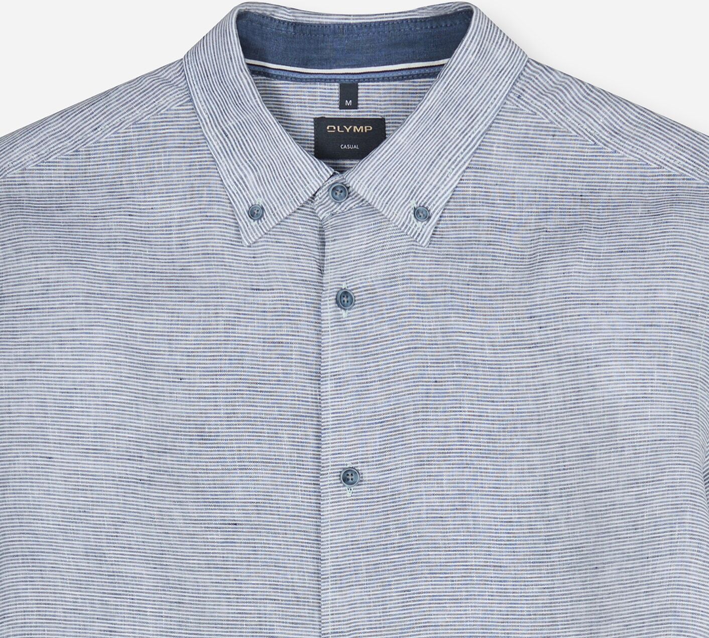 Langarmhemd OLYMP, Herren, Gr. XXL, N-Gr, blau (royal), Web, Obermaterial: 100% Leinen, regular fit, 1-Knopf-Manschette, Hemden Langarmhemd, Casual, Button-down-Kragen, regular fit, Leinen royal XXL, N-Gr