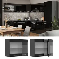 Vicco Glashängeschrank Küchenschrank R-Line Solid Anthrazit Schwarz 80 cm modern