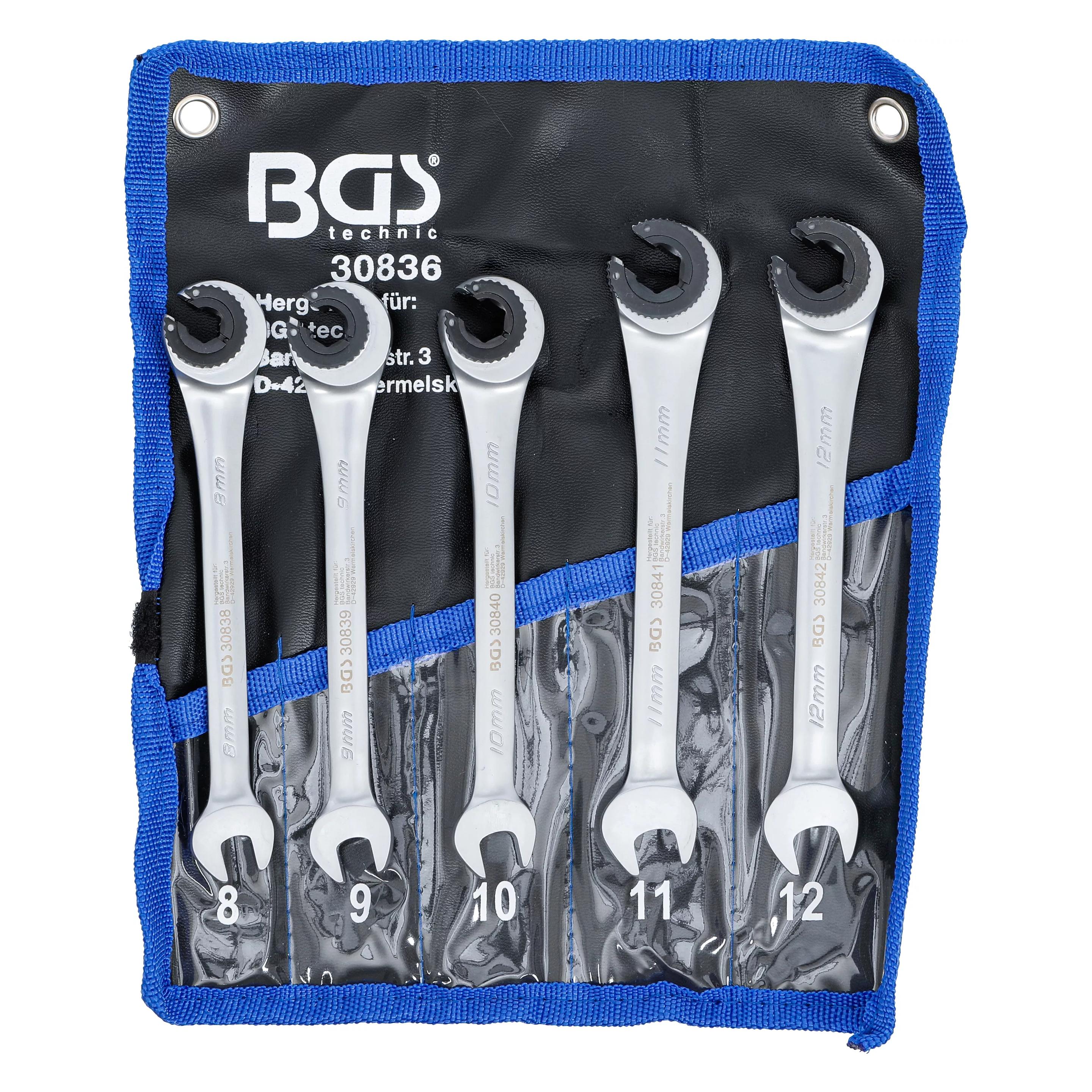 BGS Ratschenring-Maulschlüssel-Satz offen 5-tlg. (10 mm, 11 mm, 12 mm, 8 mm, 9 mm) (30836)
