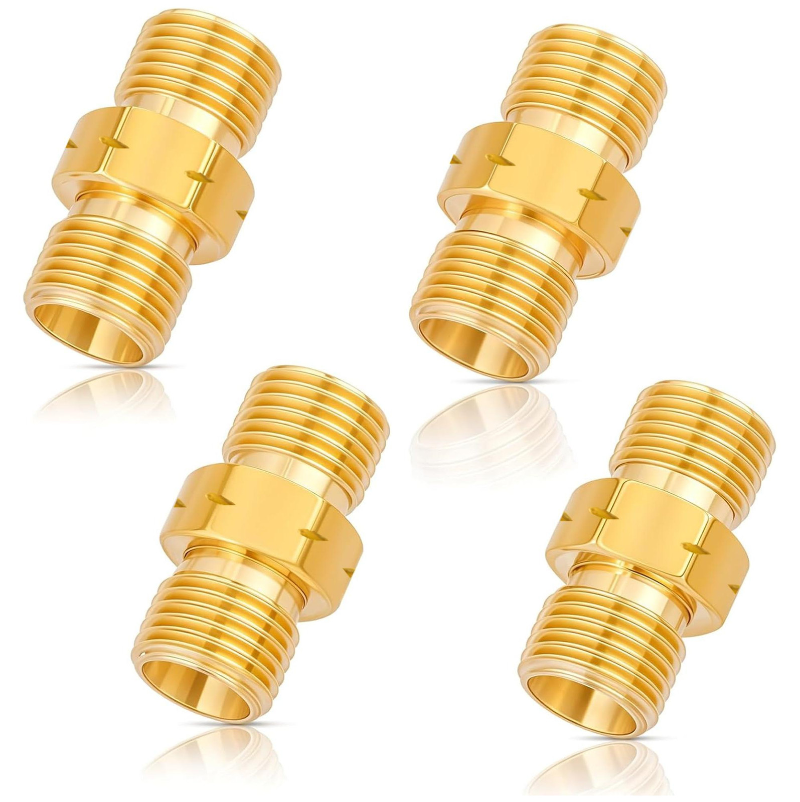 Dripio Koperen gasleidingkoppeling dubbele nippel 1/4 inch linkse schroefdraad 4 stuks