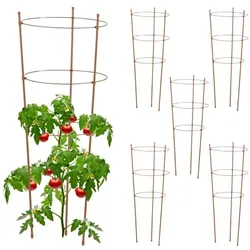 Relaxdays Braune Rankhilfe 76 cm 6er Set Dunkelbraun,Hellbraun