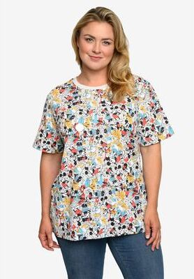 Plus Size Women's Mickey Mouse & Friends All-Over Print T-Shirt Minnie Pluto by Disney in Grey (Size 5X (30-32))