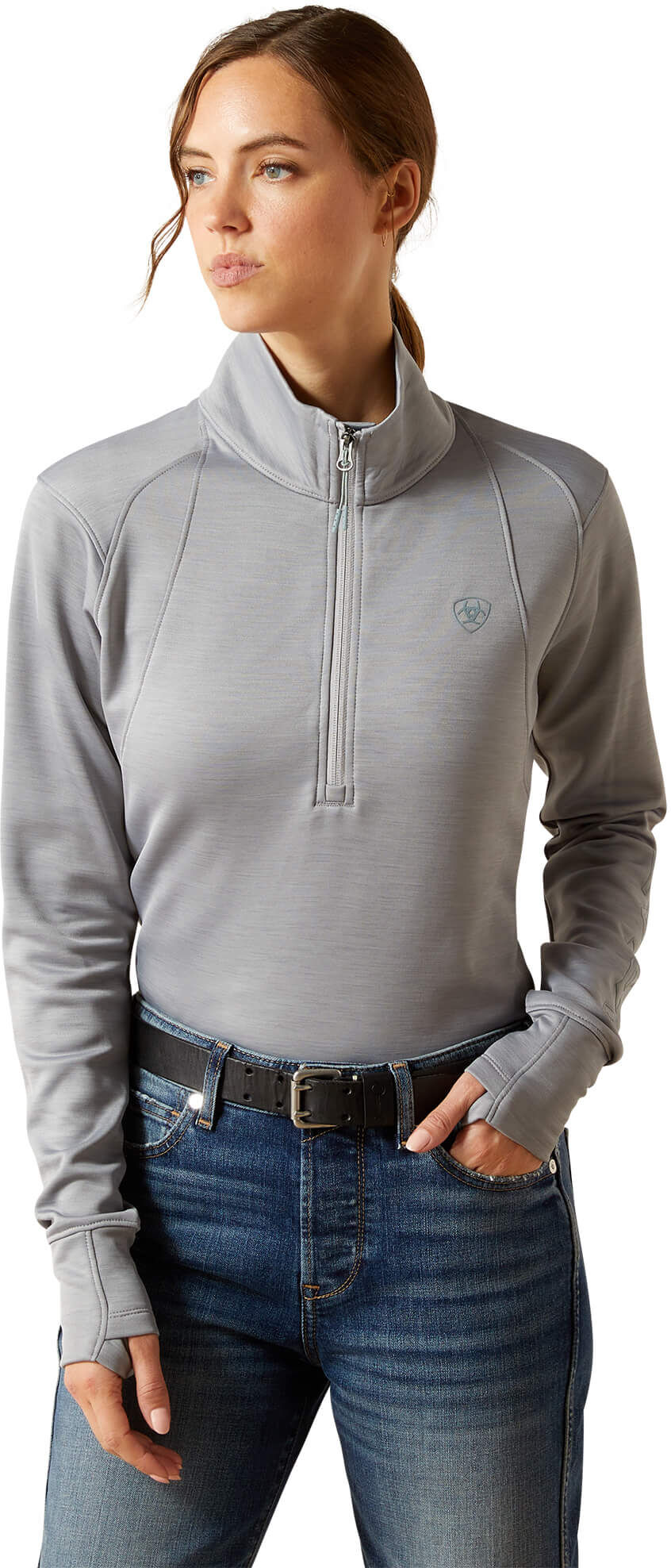 Women's Team EQ 1/2 Zip Pullover T-Shirt in Alloy Heather, Size: XL by Ariat