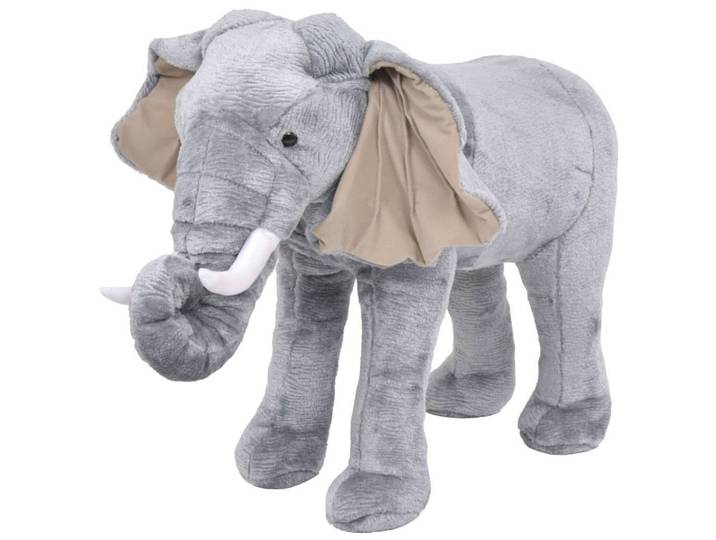 vidaXL Greifspielzeug Plüschtier Elefant Stehend Plüsch Grau XXL, Plüschtier Stehend Elephant XXL Plüschspielzeug Stofftier Kuscheltier