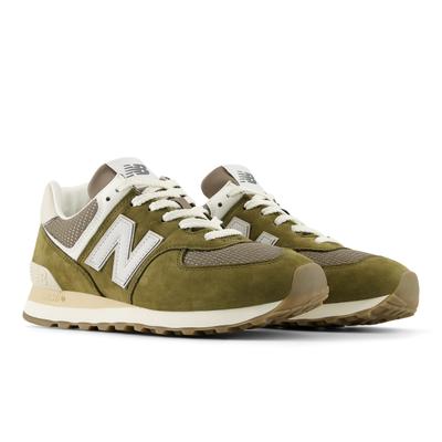Sneaker NEW BALANCE "574", Damen, Gr. 40, grün (calcium), Leder, Synthetik, Textil, Schuhe Sneaker