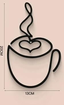 Uplift Essentials Metal Black Coffee Cup Wall Art High Definition Modern Silhouette For Kitchen, Cafe, & Coffee Bar Decor style 1