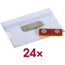 EUROPEL Namensschild magnetisch 90,0/55,0 mm 24 Stück transparent