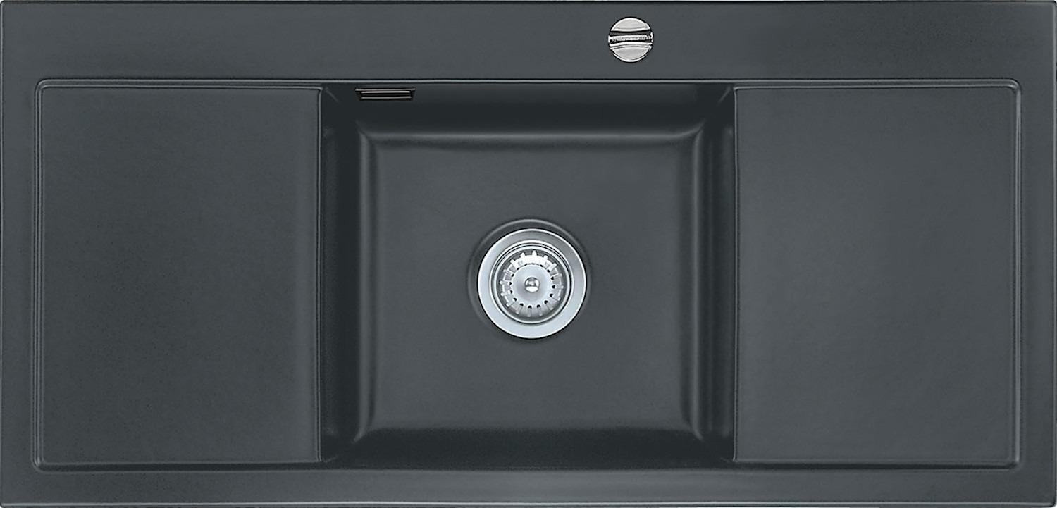 Flächenbündige Spüle MERA MIDDLE F in SCHIEFER mit Excenterbedienung / systemceram