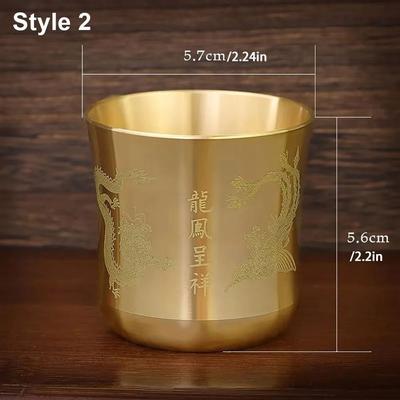Uplift Essentials Wealth Attracting Brass Tea Cup 2.4 In Polished Baifu Cornucopia High Yield Prosperity Interaction Hub style 2