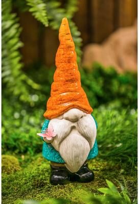 Evergreen "13""H Ceramic Gnome Garden Statuary, Red"