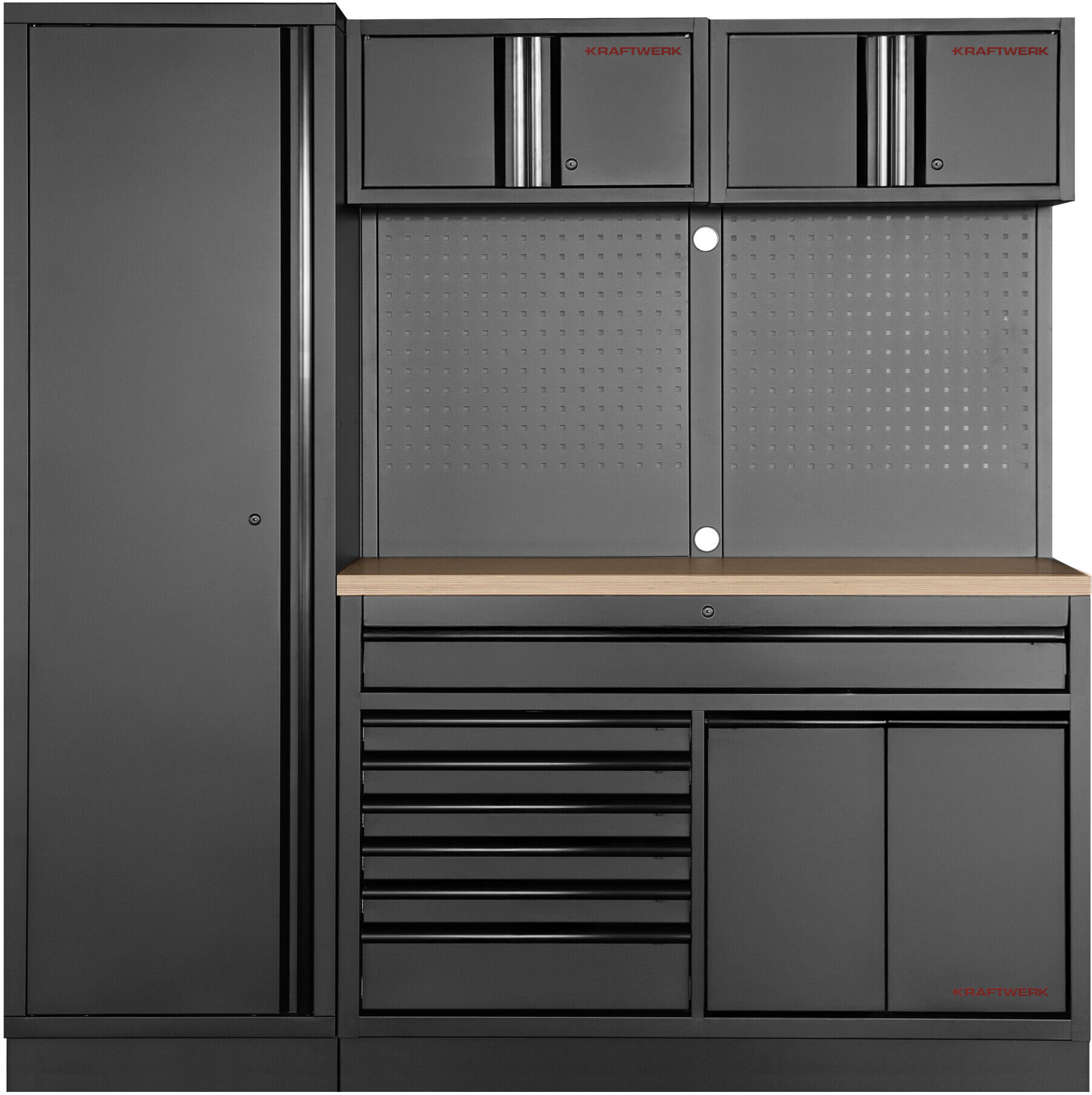 Kraftwerk MOBILIO BLK 2er Kombi breit, Lochwand, Buche (3964K-BLK-021)