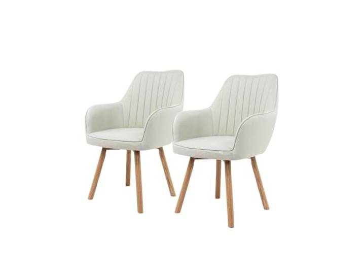 holz4home 2er Set Armlehnenstuhl Beige I Gepolsterter Wohnzimmerstuhl Sessel mit Holzbeinen I Sitz gepolstert I Stuhlbeine aus Eichenholz I Stuhl für Wohnzimmer Esszimmer