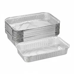 Relaxdays Aluschalen Grill, 25er Set, B x T: 31 x 21 cm, eckige Grillschalen, Tropfschalen indirektes Grillen, silber