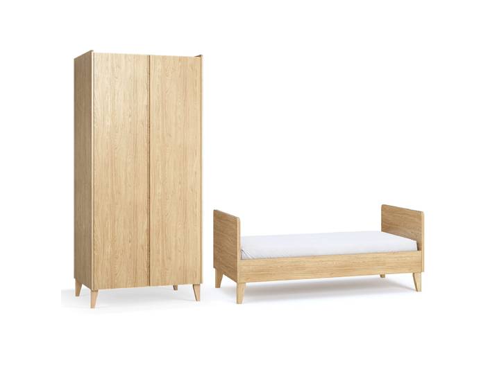 Lit évolutif 70x140 et armoire 2 portes Vox Muve Bois
