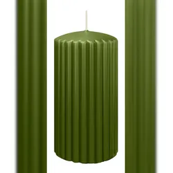 Wiedemann Kerzen Rillen Kerzen Olive 150 x Ø 80 mm, 4 Stück