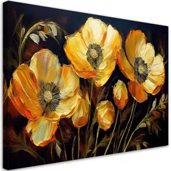 WANDBILD feldmohn goldene blüten